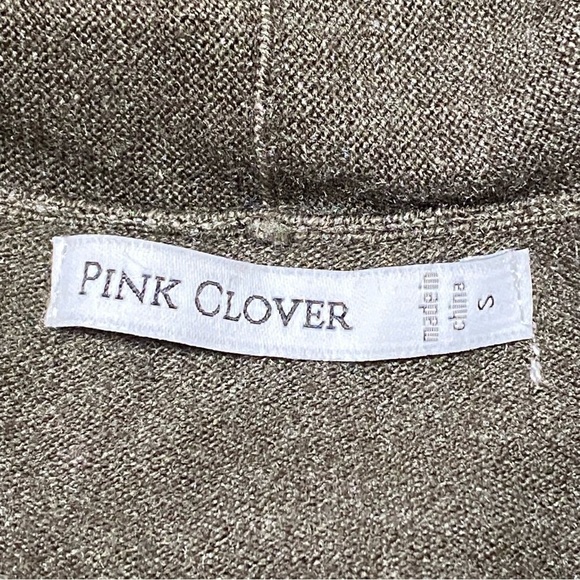Pink Clover Olive Green Open Front Cardigan Minimalist Sweater Size Small NWOT - Picture 8 of 11